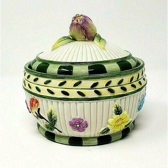 Fitz & Floyd Dish With Lid Floral Multicolor 4.75 in - Picture 1 of 9